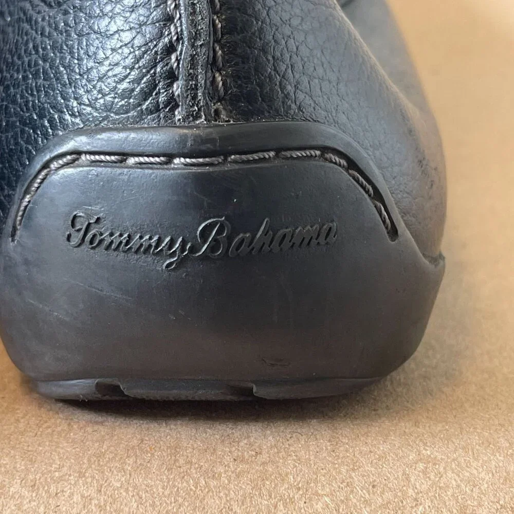 Mens Tommy Bahama  71/2 D Orion Leather Loafers Black Slip-On‎ Casual Shoes